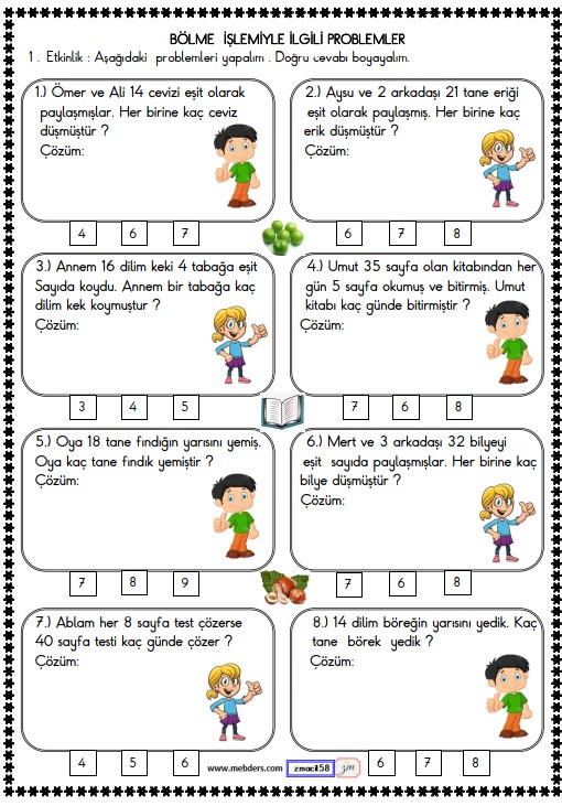 2. Sınıf Matematik Bölme İşlemi Problemler Etkinliği 13