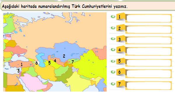 4.Sınıf Sosyal Bilgiler Türk Cumhuriyetleri Etkinliği