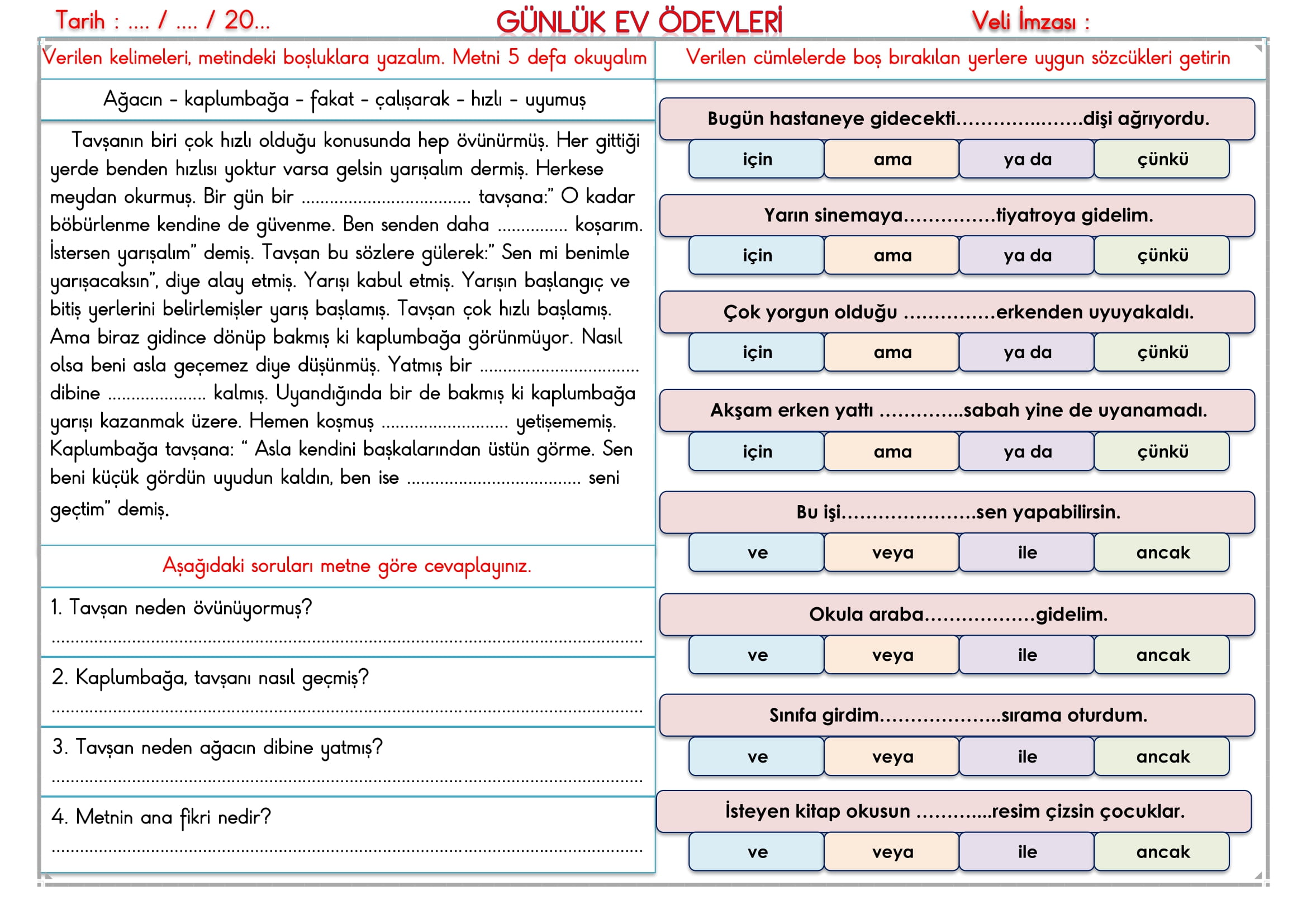 2.Sınıf 03 Aralık 2024 Günlük Ev Ödevleri