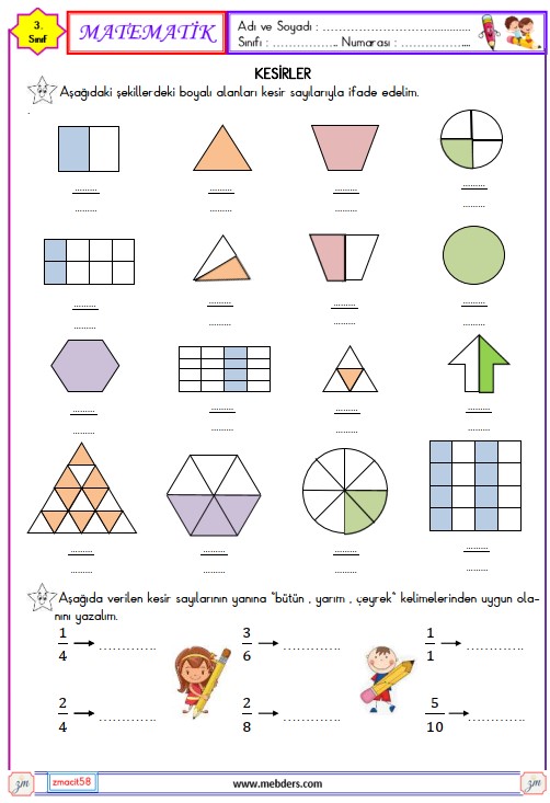 3. Sınıf Matematik Bütün Yarım ve Çeyrek Etkinliği 11