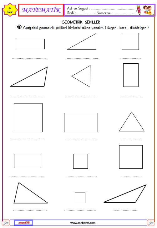 4. Sınıf Matematik Geometrik Şekiller Etkinliği 11