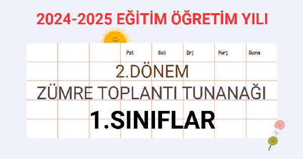 2024-2025 Eğitim Öğretim Yılı 1.Sınıflar 2.Dönem Zümre Öğretmenler Kurulu Toplantı Tutanağı