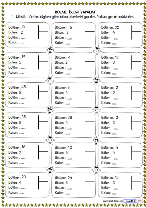 2. Sınıf Matematik Bölme İşlemini Kavrayalım Etkinliği 12