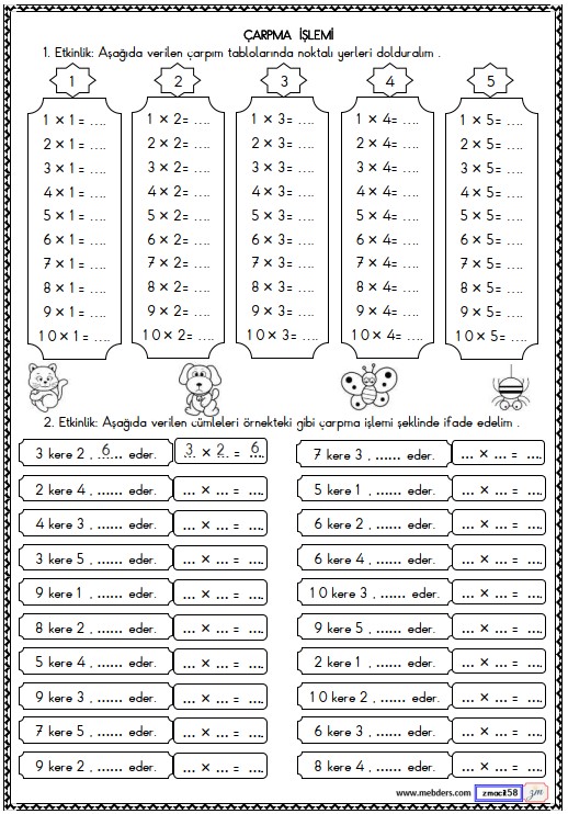 2. Sınıf Matematik Çarpma İşlemi Etkinliği 14