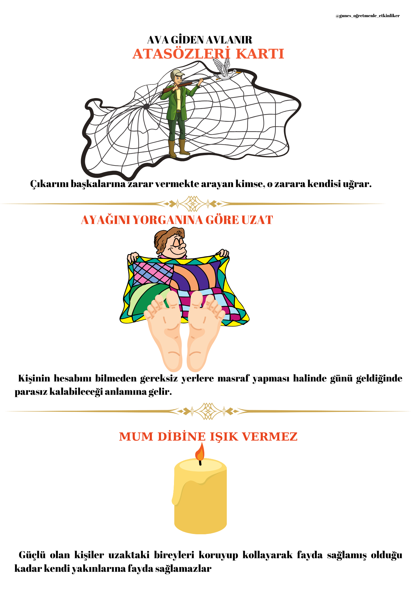 Dilimizin  Zenginlikleri Atasözleri Kartı 3