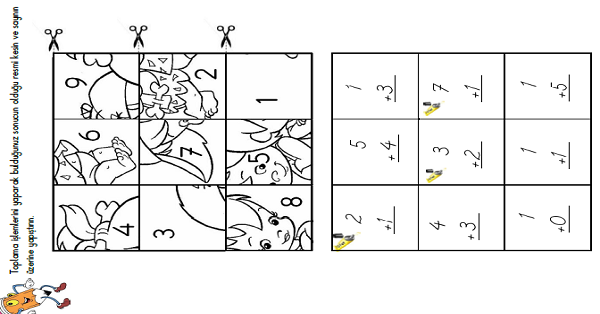 1. Sınıf Matematik Toplama İşlemi Yapboz Etkinliği