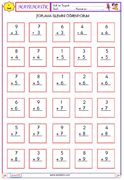 1. Sınıf Matematik Toplama İşlemi  Etkinliği 14