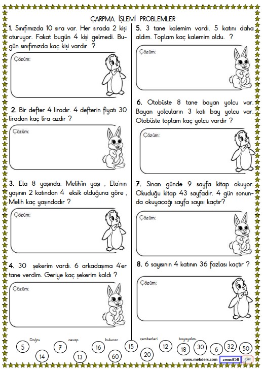 2. Sınıf Matematik Çarpma İşlemi Problemler Etkinliği 19