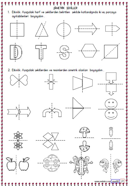 2. Sınıf Matematik Simetrik Şekiller Etkinliği 1