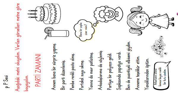 1. Sınıf İlk Okuma Yazma P  Sesi Okuma Metni