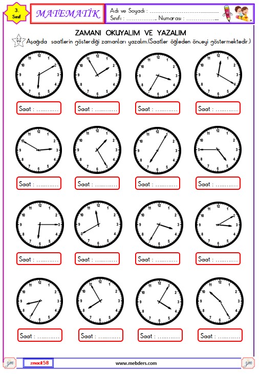 3. Sınıf Matematik Zamanı Okuyalım ve Yazalım Etkinliği 13