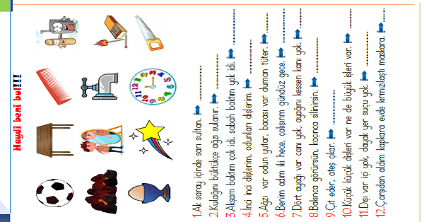 1.Sınıf Türkçe Bilmece Etkinliği 1