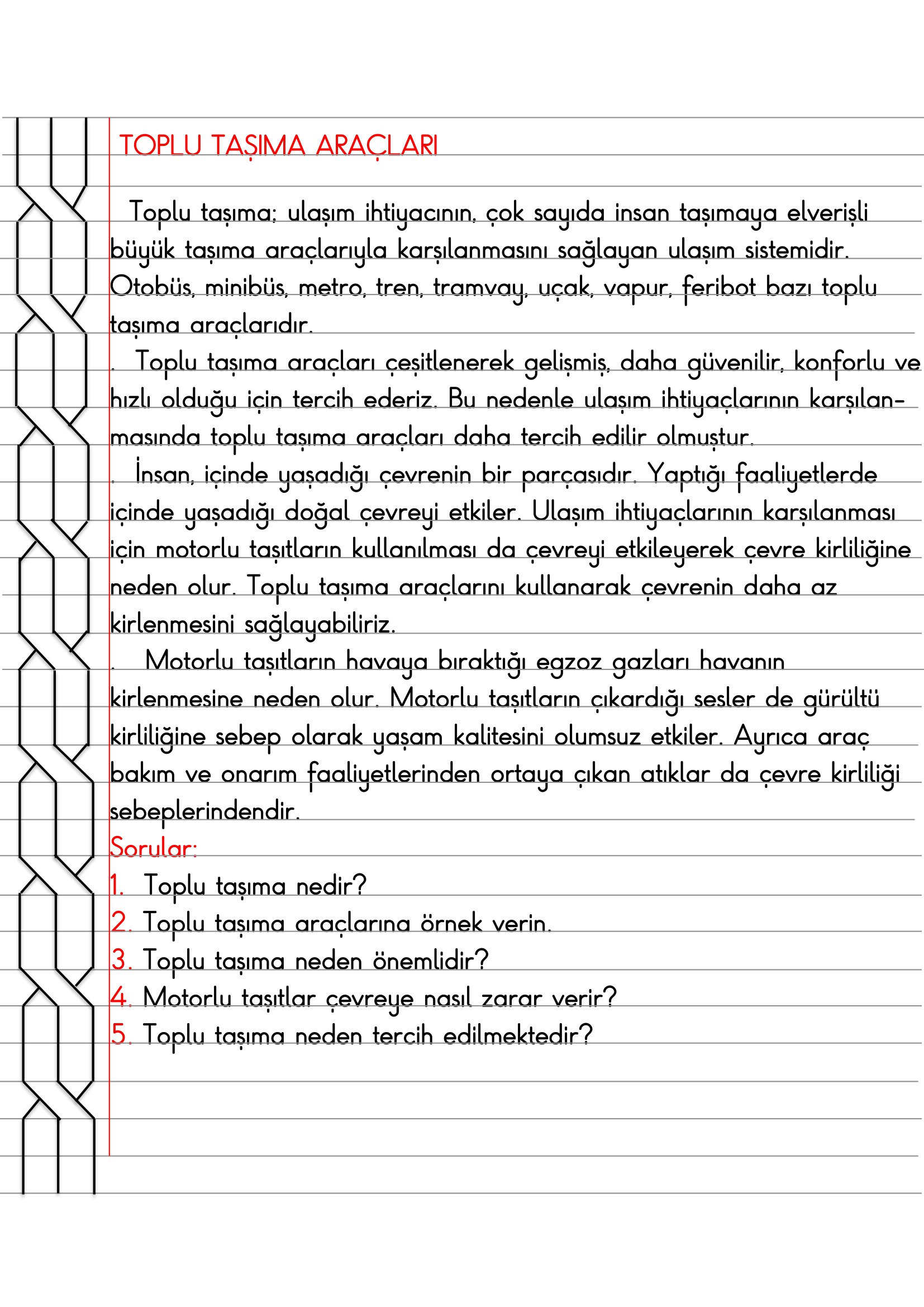 4.Sınıf Trafik Güvenliği Toplu Taşıma Araçları Defter Özeti