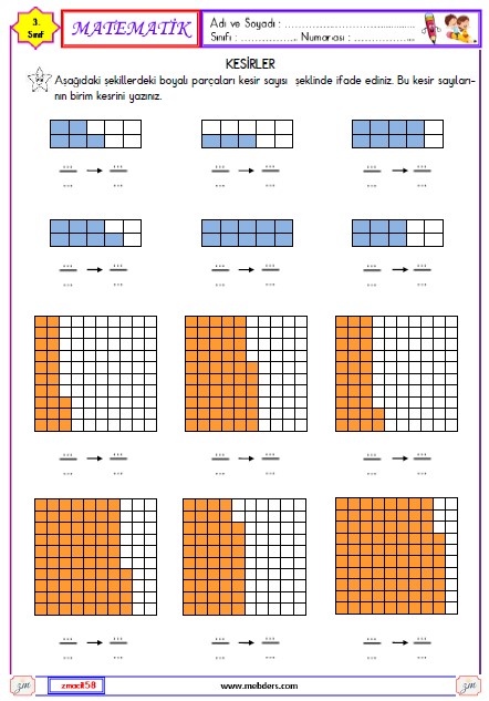 3. Sınıf Matematik Kesirler Etkinliği 18