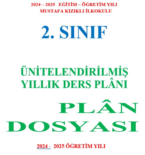 2. Sınıf Plan Dosya Kapağı ve Yıllık Çalışma Planı