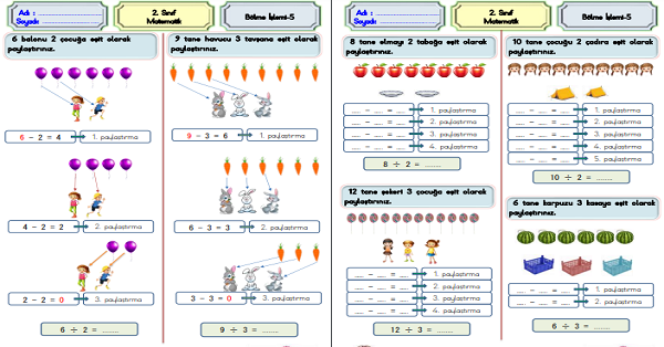 2.Sınıf Matematik Bölme İşlemi (Gruplama ve Paylaştırma) Etkinliği-5