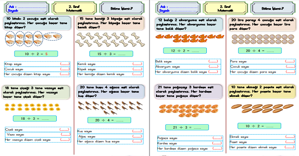 2.Sınıf Matematik Bölme İşlemi (Gruplama ve Paylaştırma) Etkinliği-7