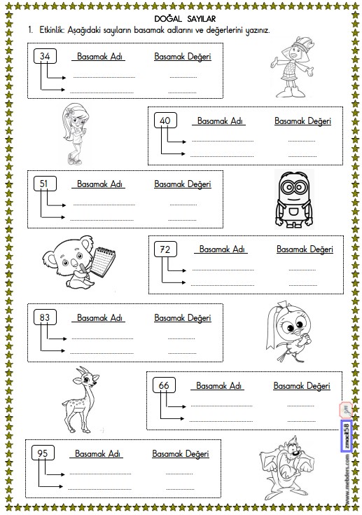 2. Sınıf Matematik Basamak Adı ve Basamak Değerleri Etkinliği 2
