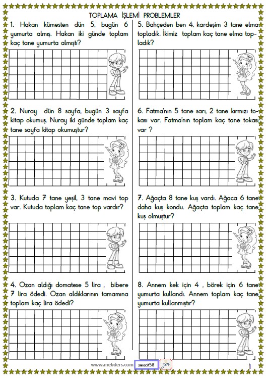 1. Sınıf Matematik Toplama İşlemi İle İlgili Problemler Etkinliği 11