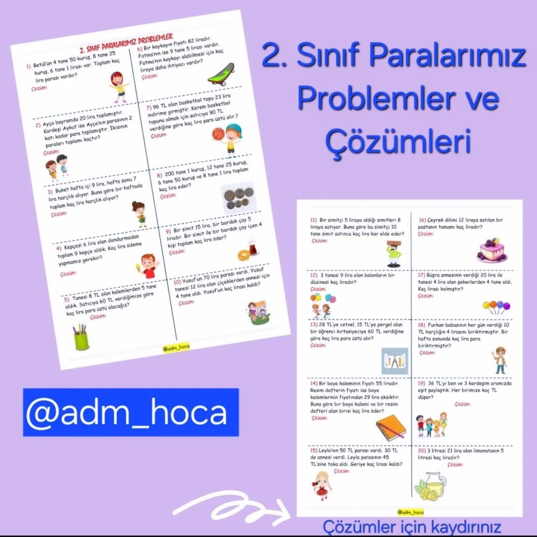 2. Sınıf - Paralarımız Problemleri ve Çözümleri