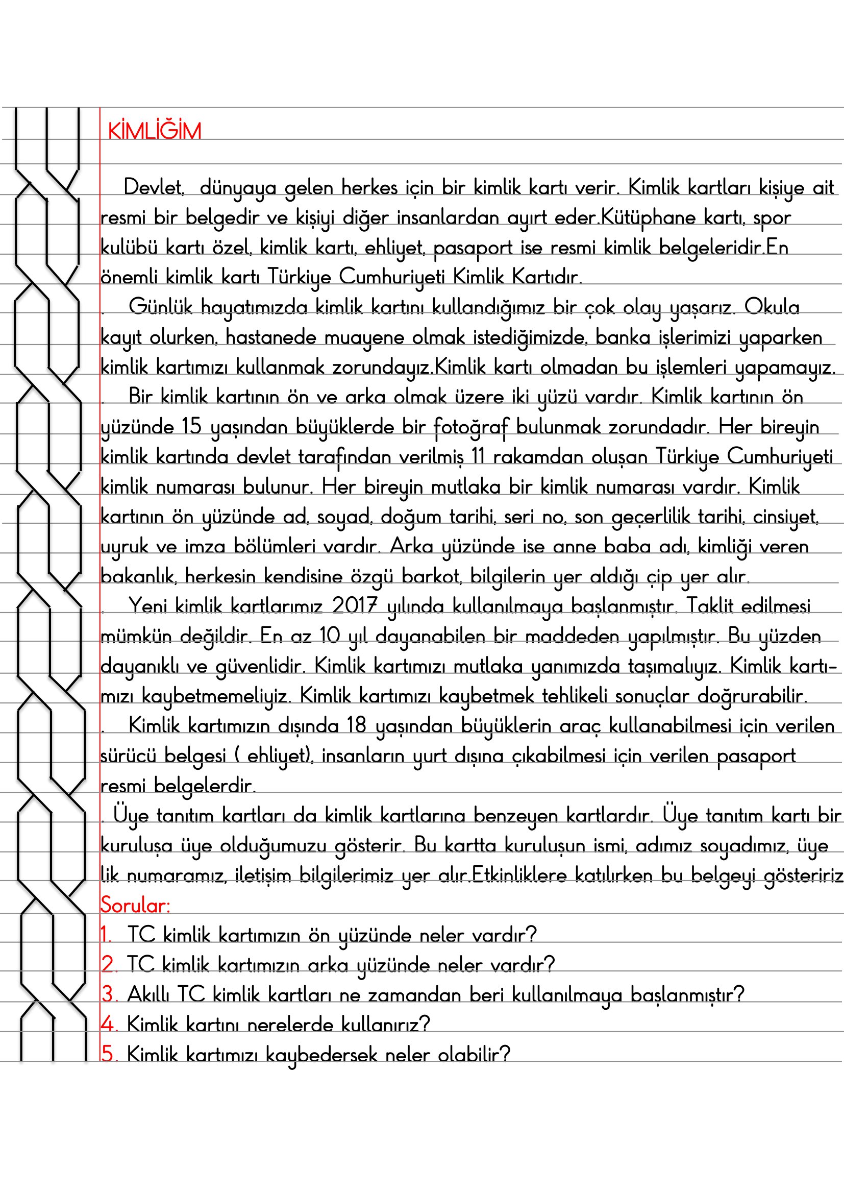 4.Sınıf - Sosyal Bilgiler - Kimliğim Defter Özeti