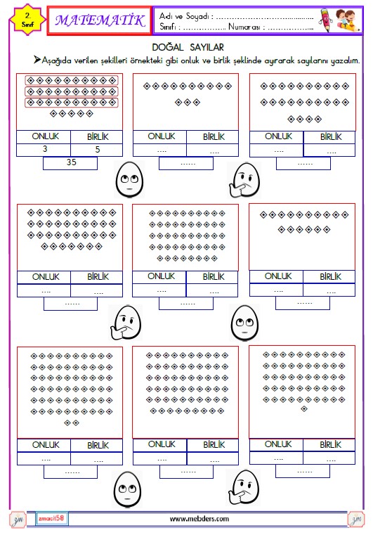 2. Sınıf Matematik Sayıları Okuma ve Yazma Etkinliği 7