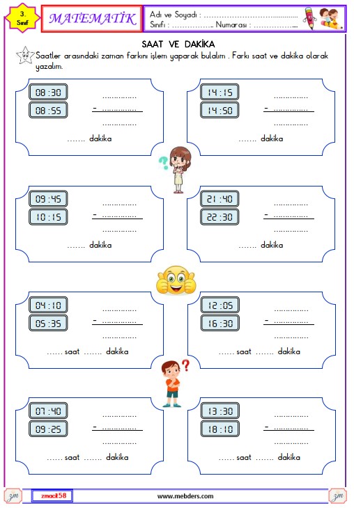 3. Sınıf Matematik Zamanı Okuyalım ve Yazalım Etkinliği 22