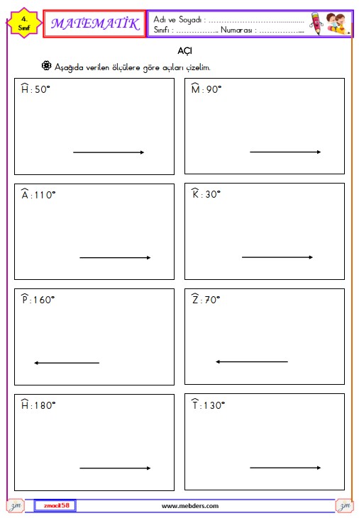 4. Sınıf Matematik Açı Etkinliği 20