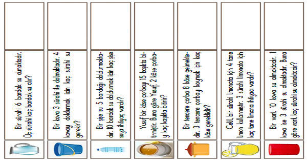 2.Sınıf Matematik Sıvı Ölçme Problemleri Çalışma Sayfaları