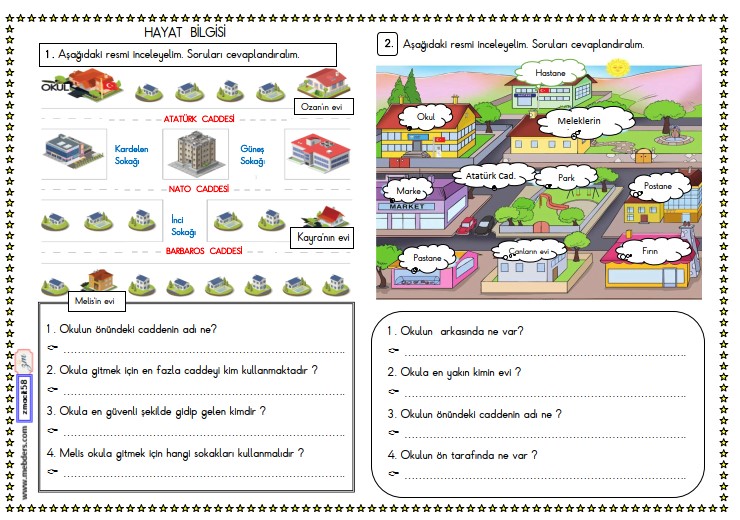 2. Sınıf Hayat Bilgisi Okulumuzun Yeri Etkinliği