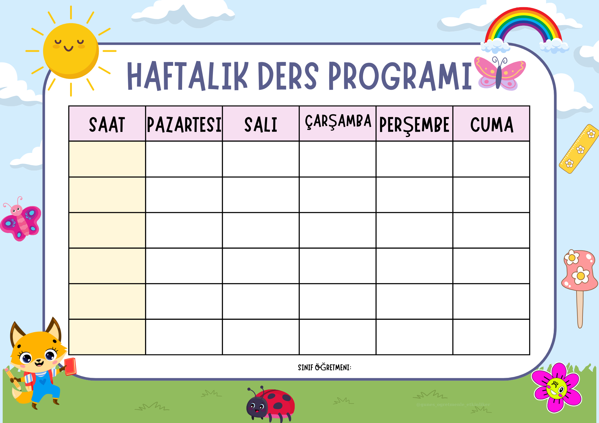 Haftalık Ders Programı