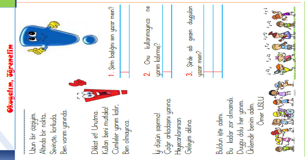 1. Sınıf Türkçe Okuyalım-Öğrenelim (Ünlem İşareti) Şiiri