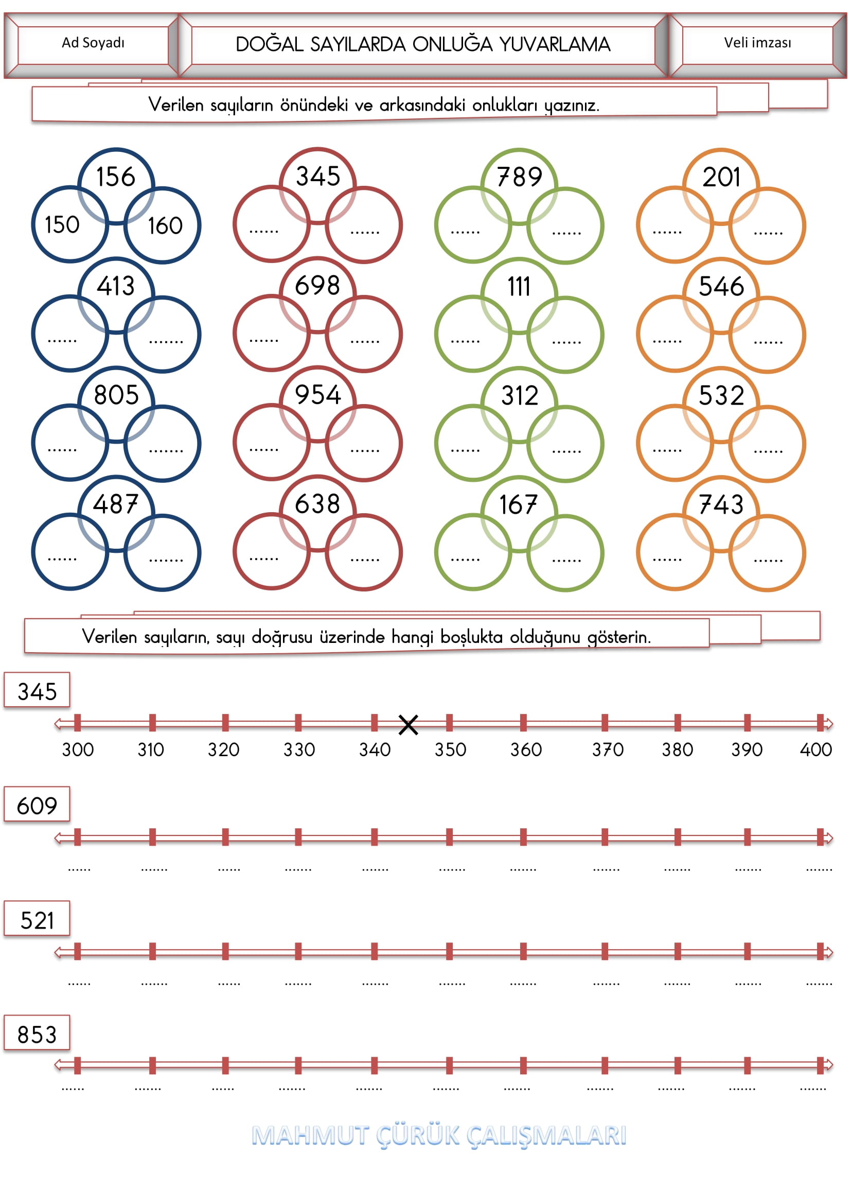 3.Sınıf - Matematik Üç Basamaklı Sayılarda Onluğa Yuvarlama Etkinliği