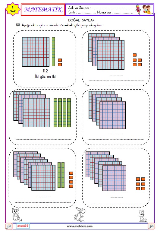 3. Sınıf Matematik Doğal Sayıları Okuma ve Yazma Etkinliği 4