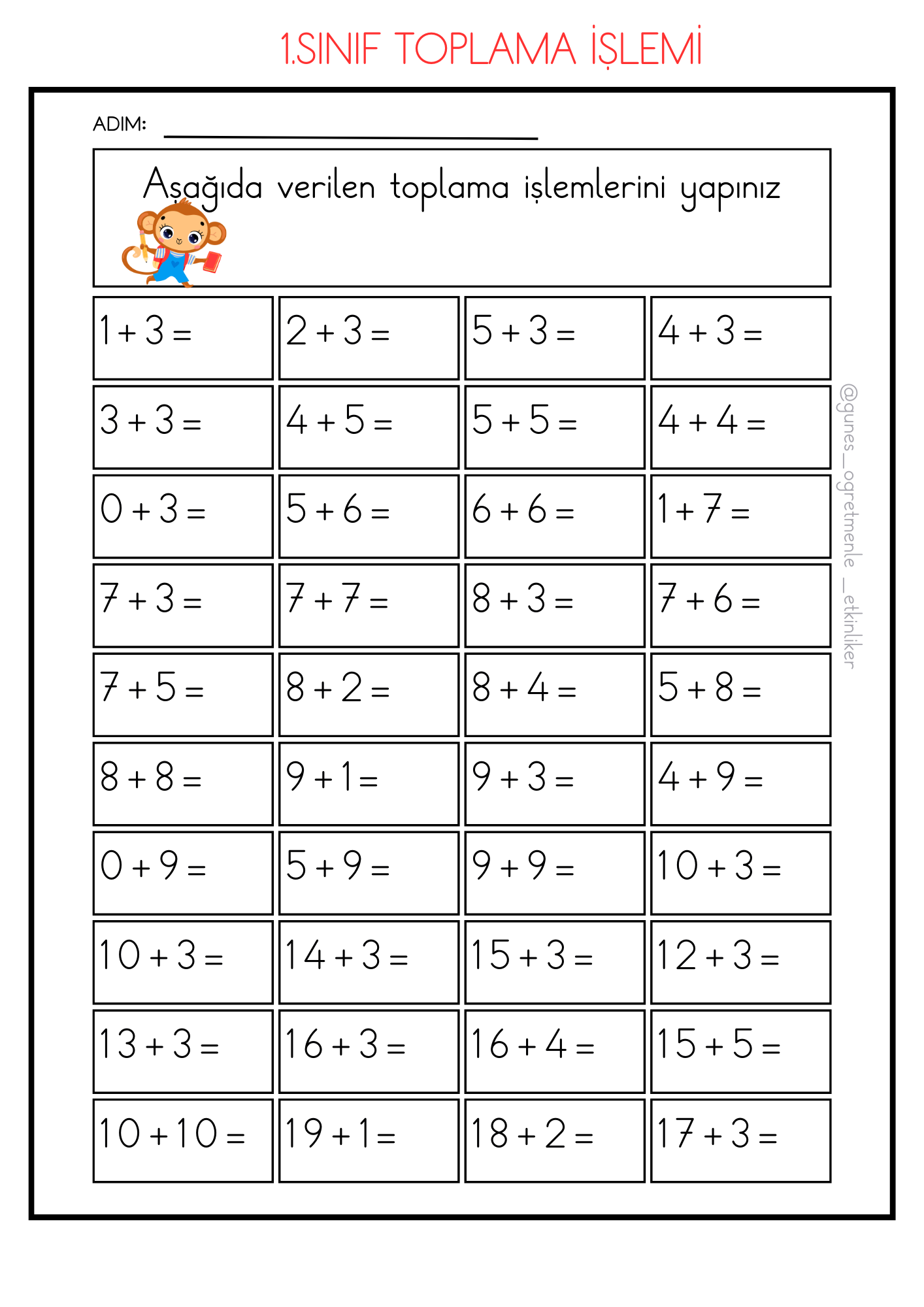 1.Sınıf Matematik Toplama İşlemi -19