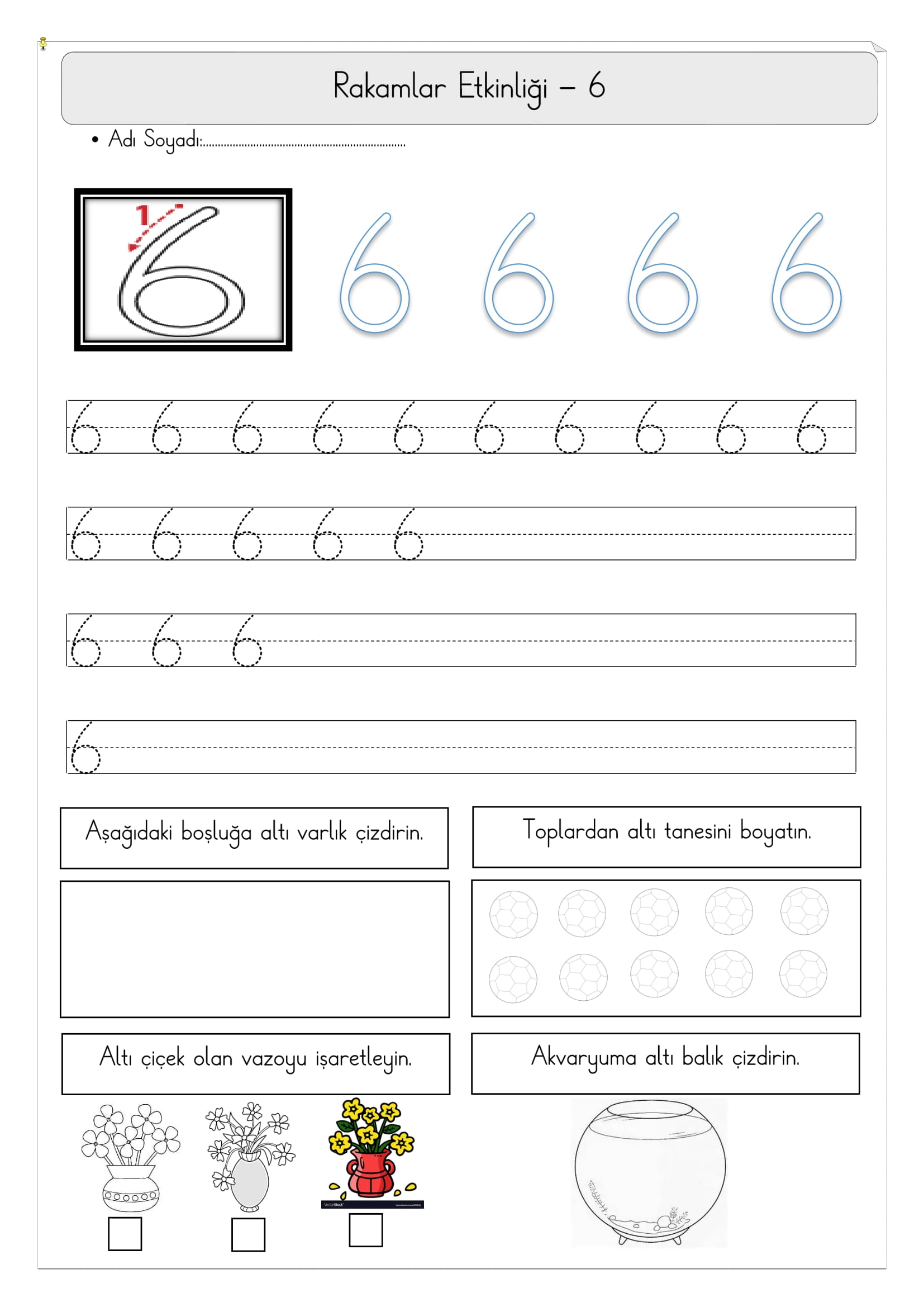 1.Sınıf Matematik 6 Rakamı Etkinliği