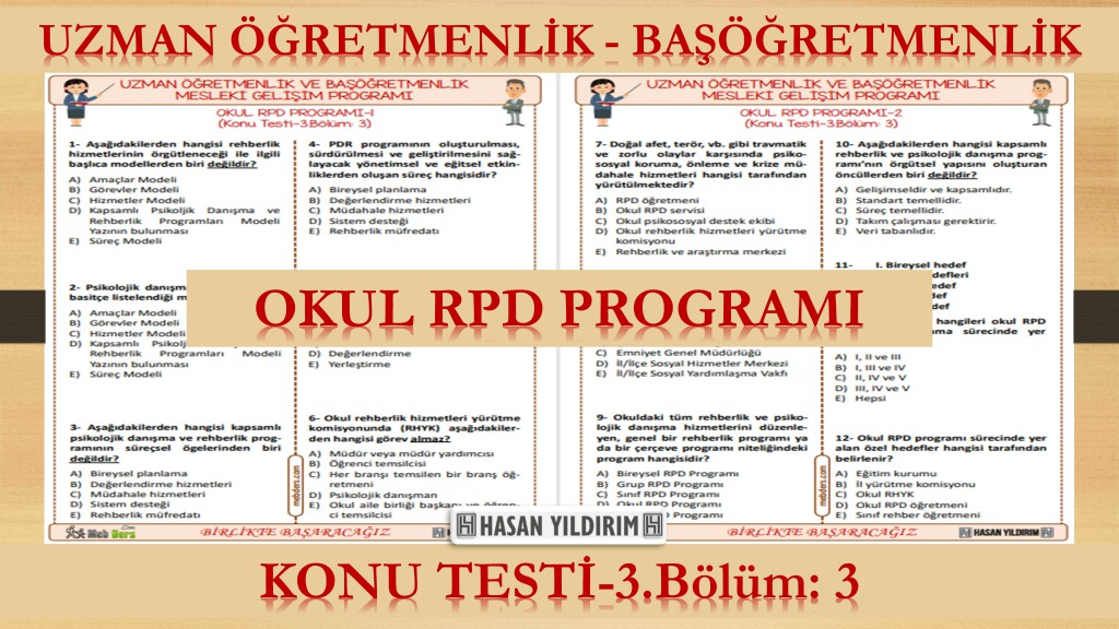 Okul RPD Programı (Konu Testi-3.Bölüm:3)