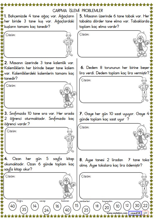 2. Sınıf Matematik Çarpma İşlemi Problemleri  Etkinliği 7