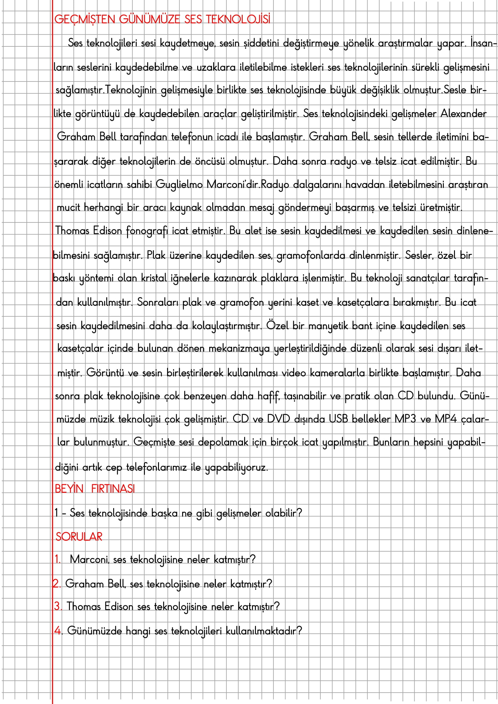 4.Sınıf Fen Bilimleri Geçmişten Günümüze Ses Teknolojisi Konu Anlatımı