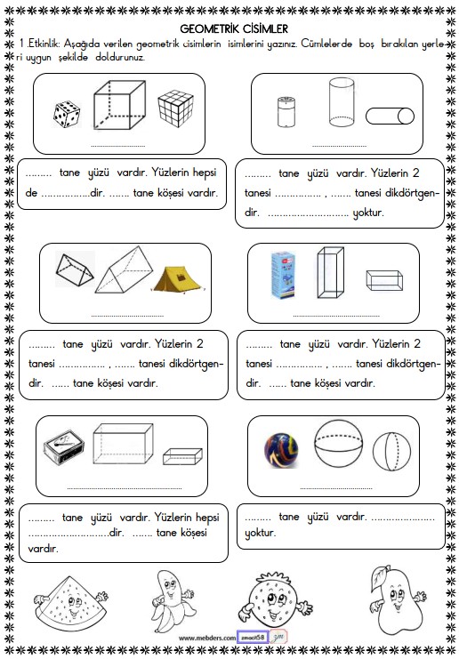 2. Sınıf Matematik Geometrik Cisimler Etkinliği 3