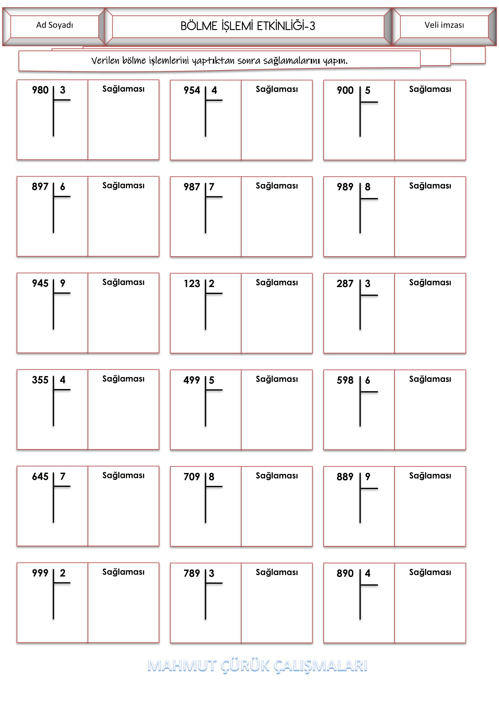 4.Sınıf Matematik Bölme İşlemi Etkinliği-3