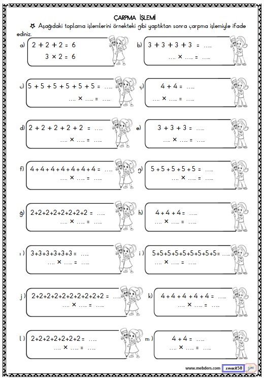 2. Sınıf Matematik Çarpma İşlemi Etkinliği 14