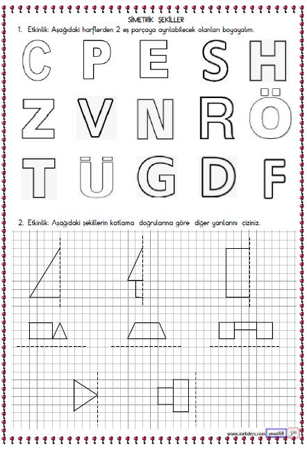 2. Sınıf Matematik Simetrik Şekiller Etkinliği 3