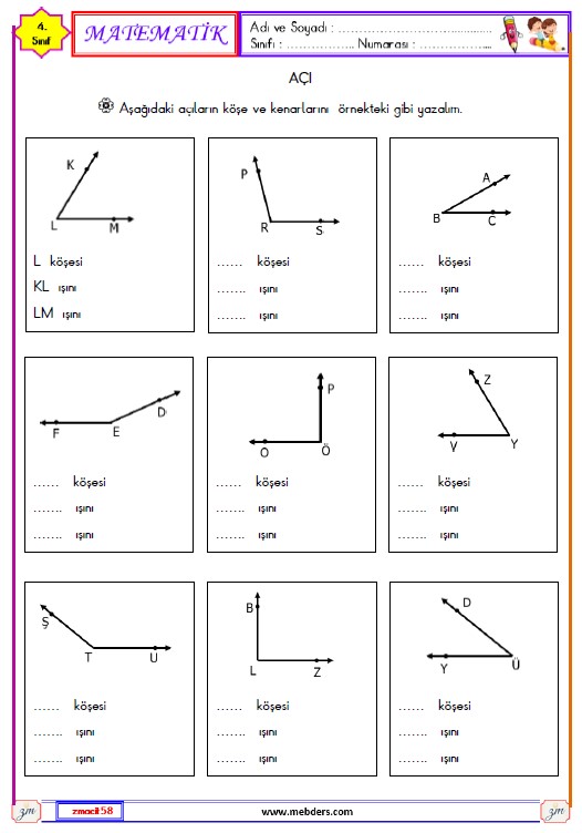 4. Sınıf Matematik Açı Etkinliği 11