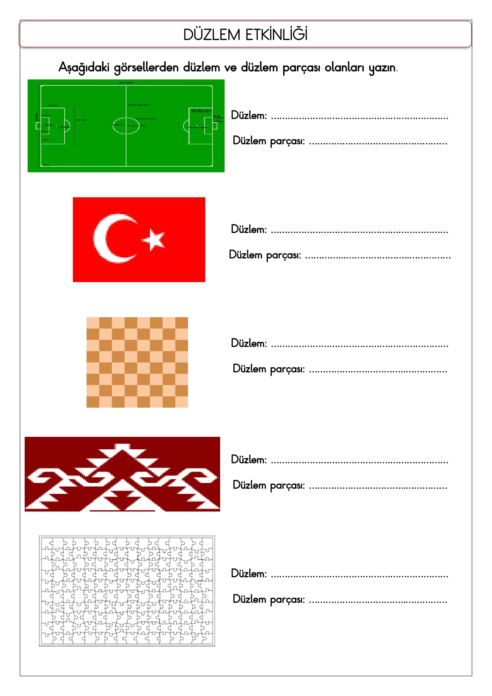 4.Sınıf - Matematik - Düzlem Etkinliği