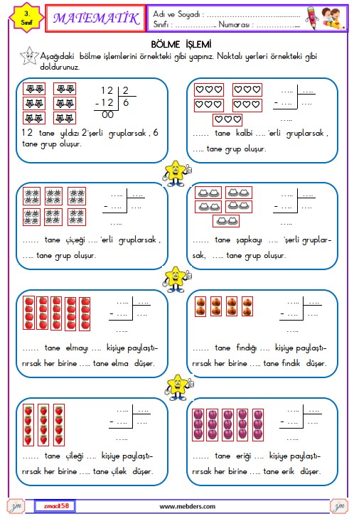 3. Sınıf Matematik Bölme İşlemi Etkinliği 1