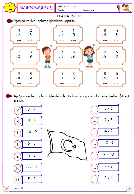 1. Sınıf Matematik Toplama İşlemi  Etkinliği 20