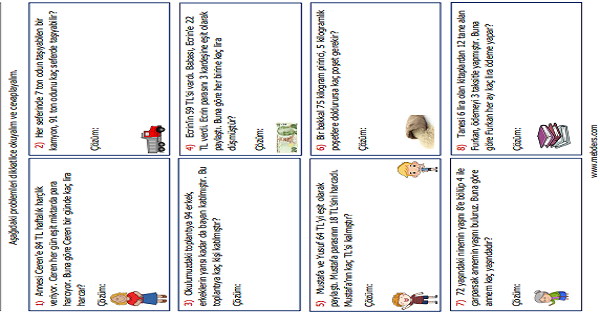 3.Sınıf Matematik Bölme İşlemi ile İlgili Problemler 4
