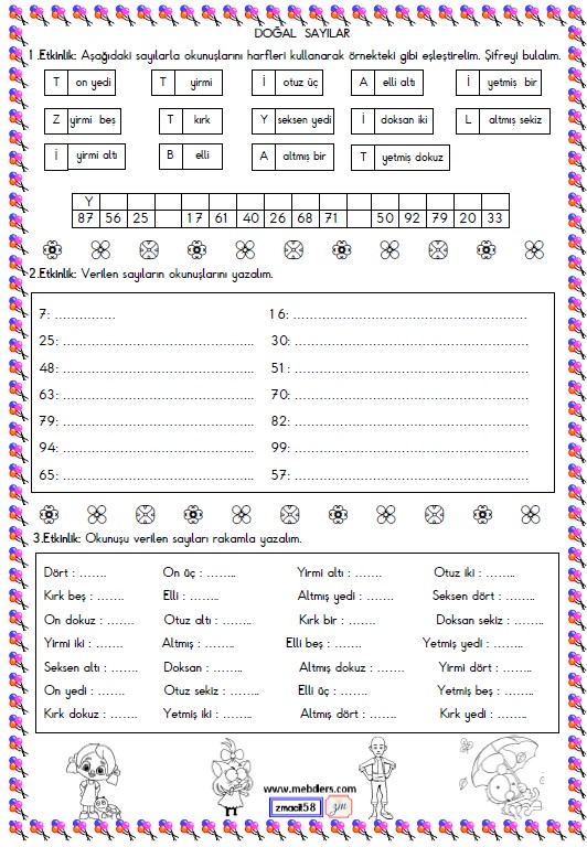 2. Sınıf Matematik Sayıları Okuma ve Yazma Etkinliği 6