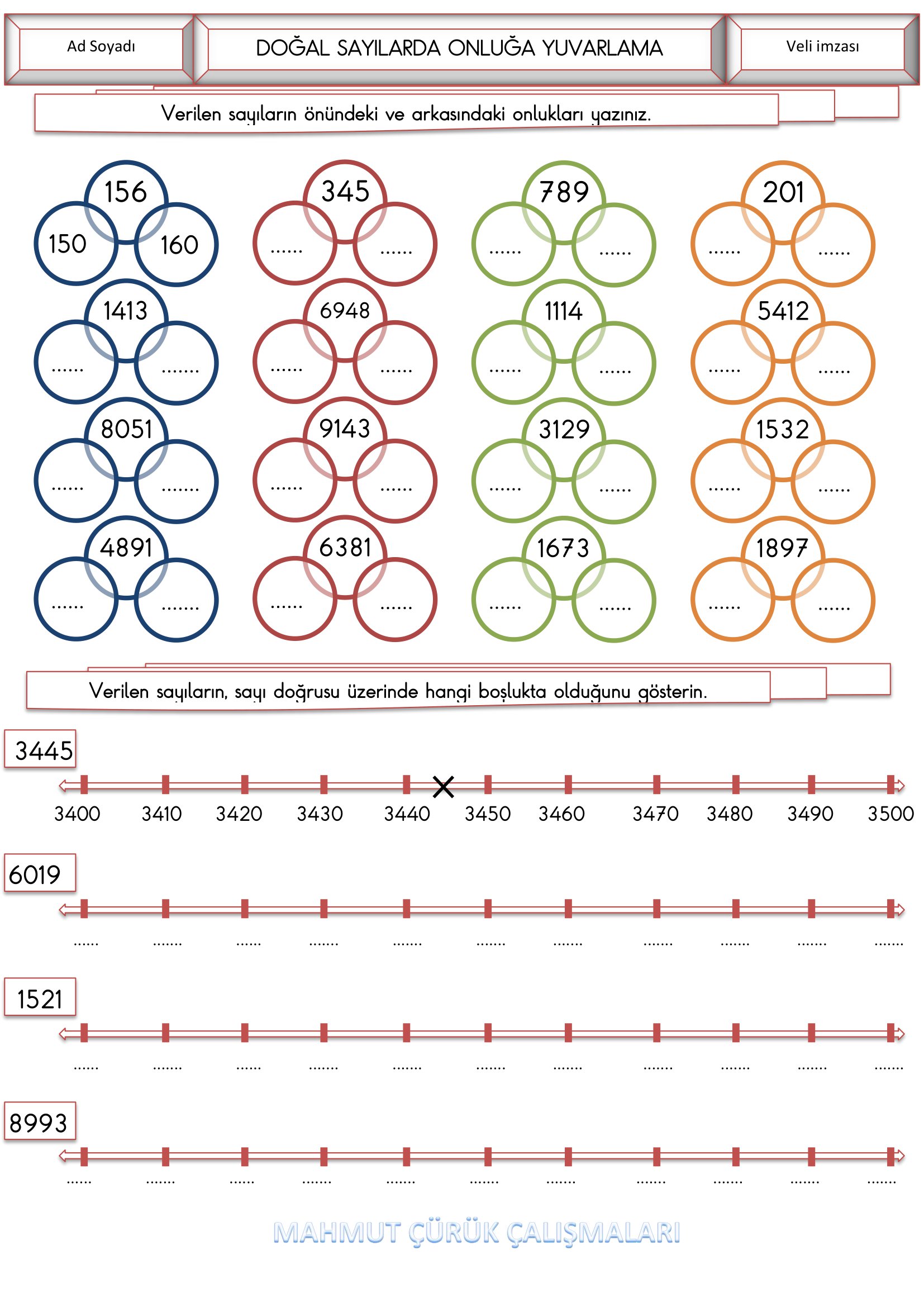 4.Sınıf Matematik Doğal Sayılarda Onluğa Yuvarlama Etkinliği